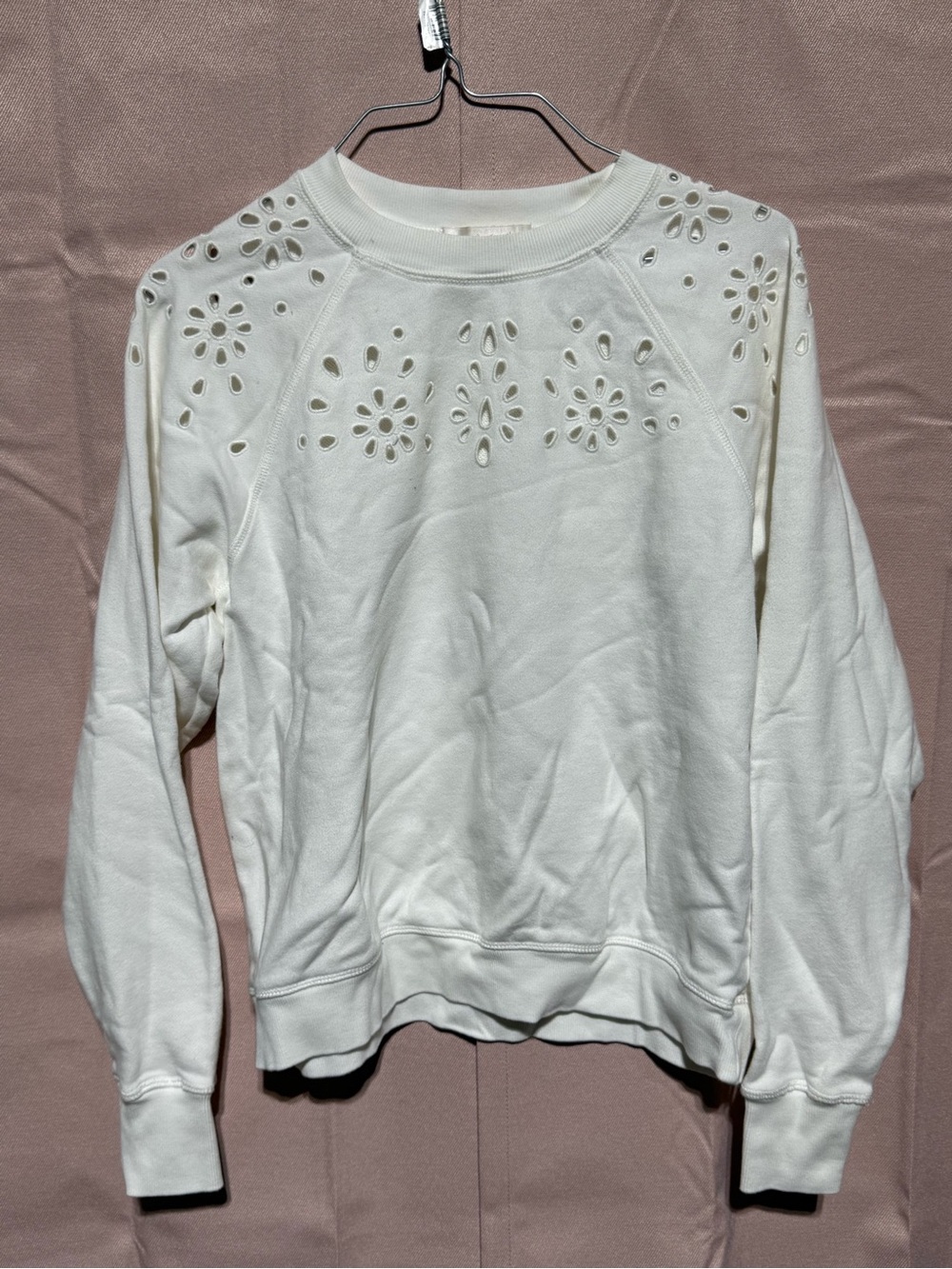 Women's white Eyelet Detail Sweatshirt